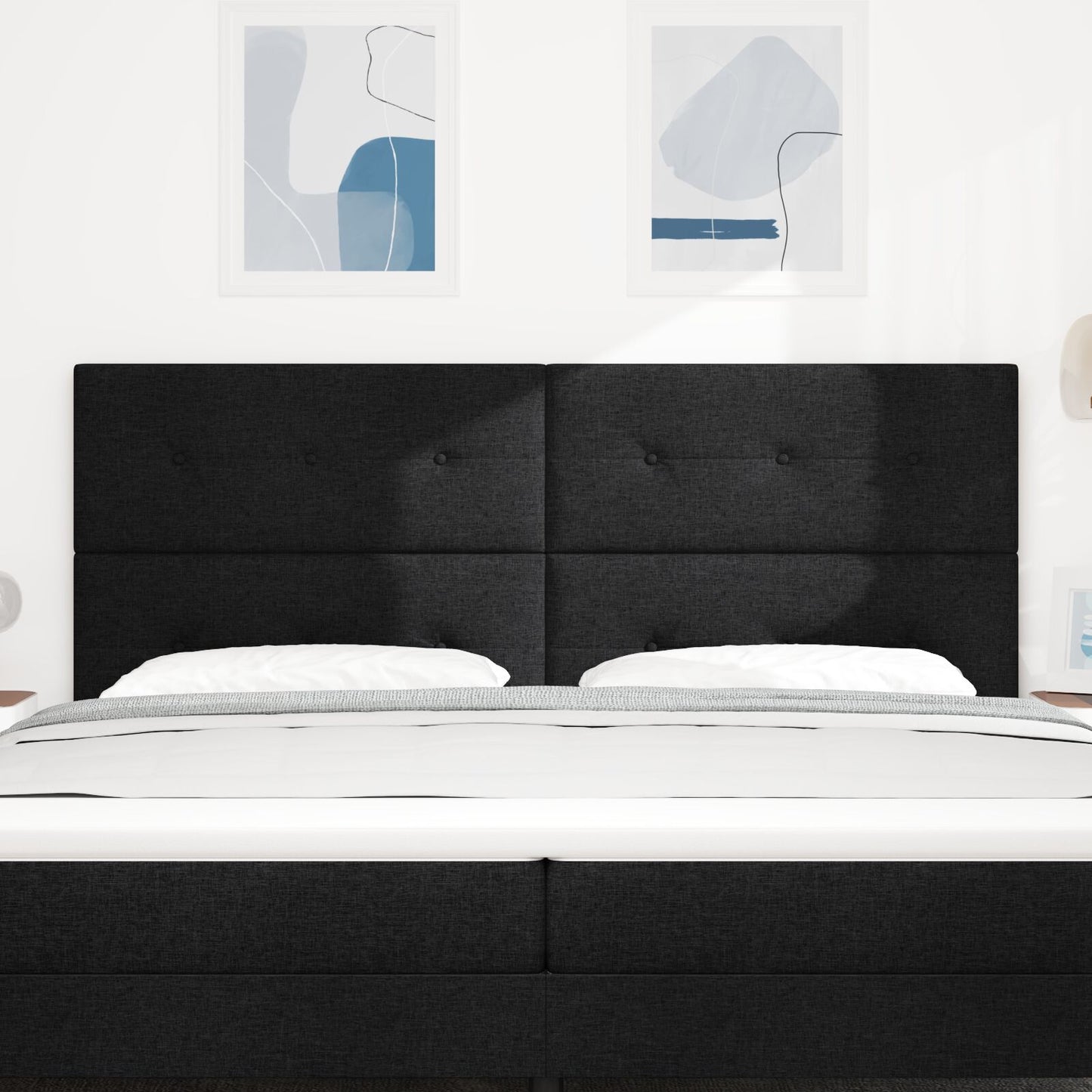 Testiera vidaXL Button Tufted Nera 200 cm Tessuto