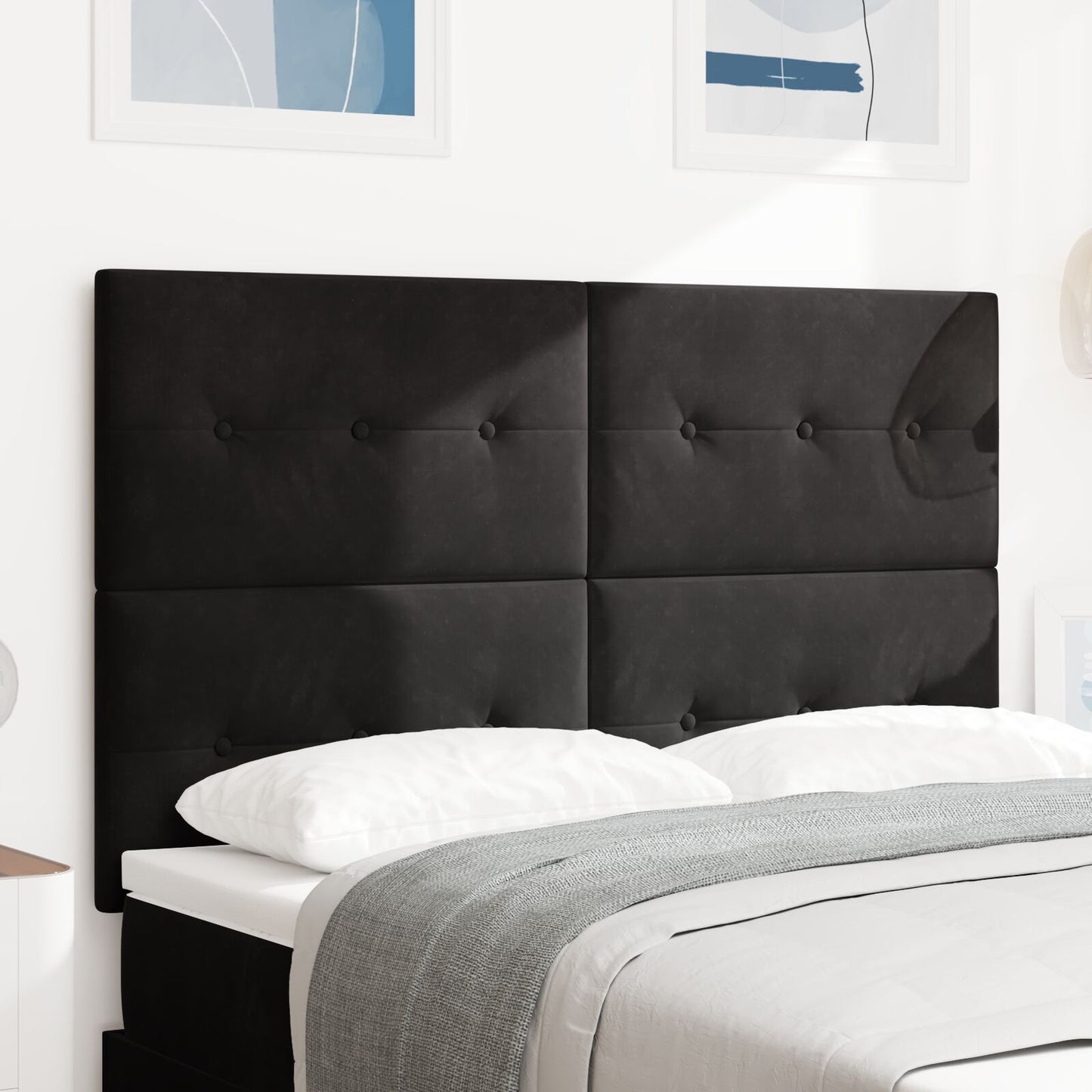 Testiera vidaXL Imbottita con Bottoni Nera 140 cm in Velluto