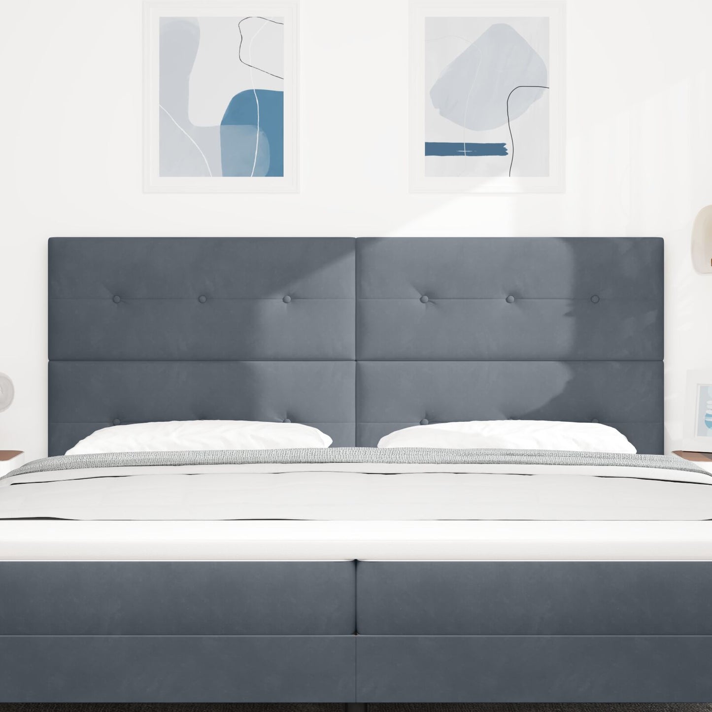 Testiera vidaXL Imbottita a Bottoni Grigio Scuro 200 cm in Velluto