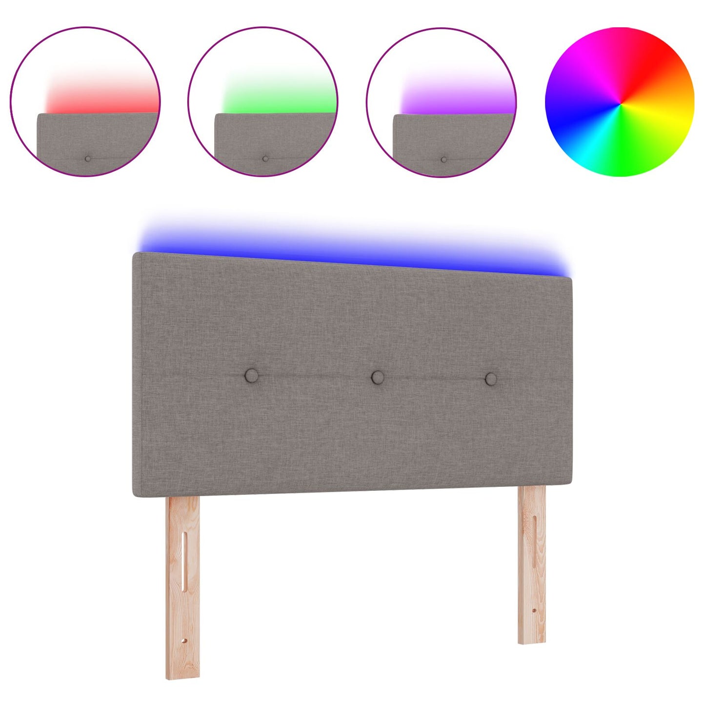 Testiera LED vidaXL con bottoni in tessuto taupe 90 cm