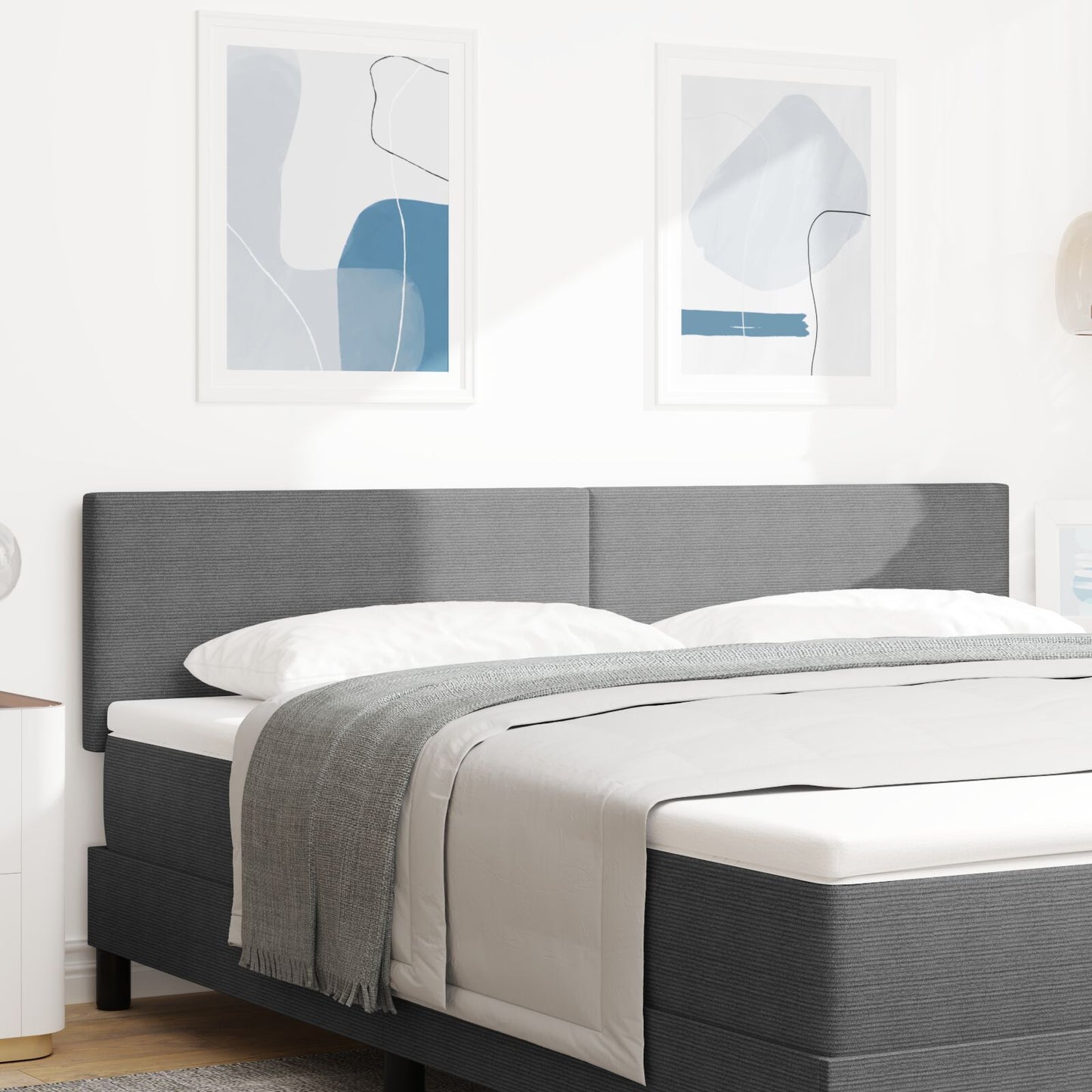 Testata LED Semplice Grigia Chiara da 90 cm in Tessuto di Corduroy