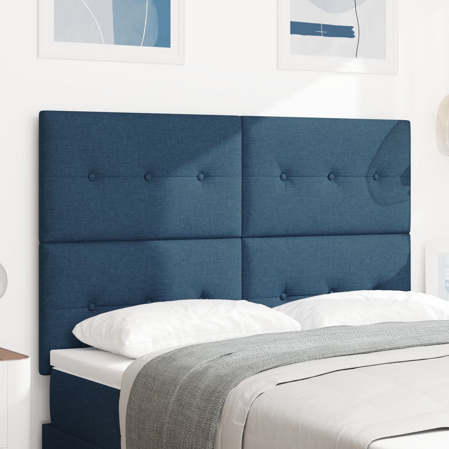 Testiera vidaXL Button Tufted Blu 160 cm Tessuto