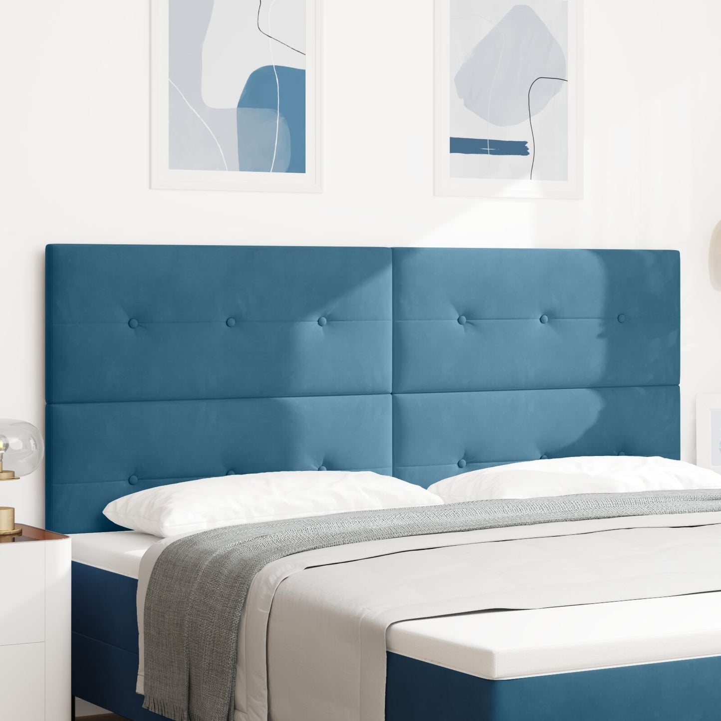 testiera vidaXL imbottita blu scuro 200 cm in velluto