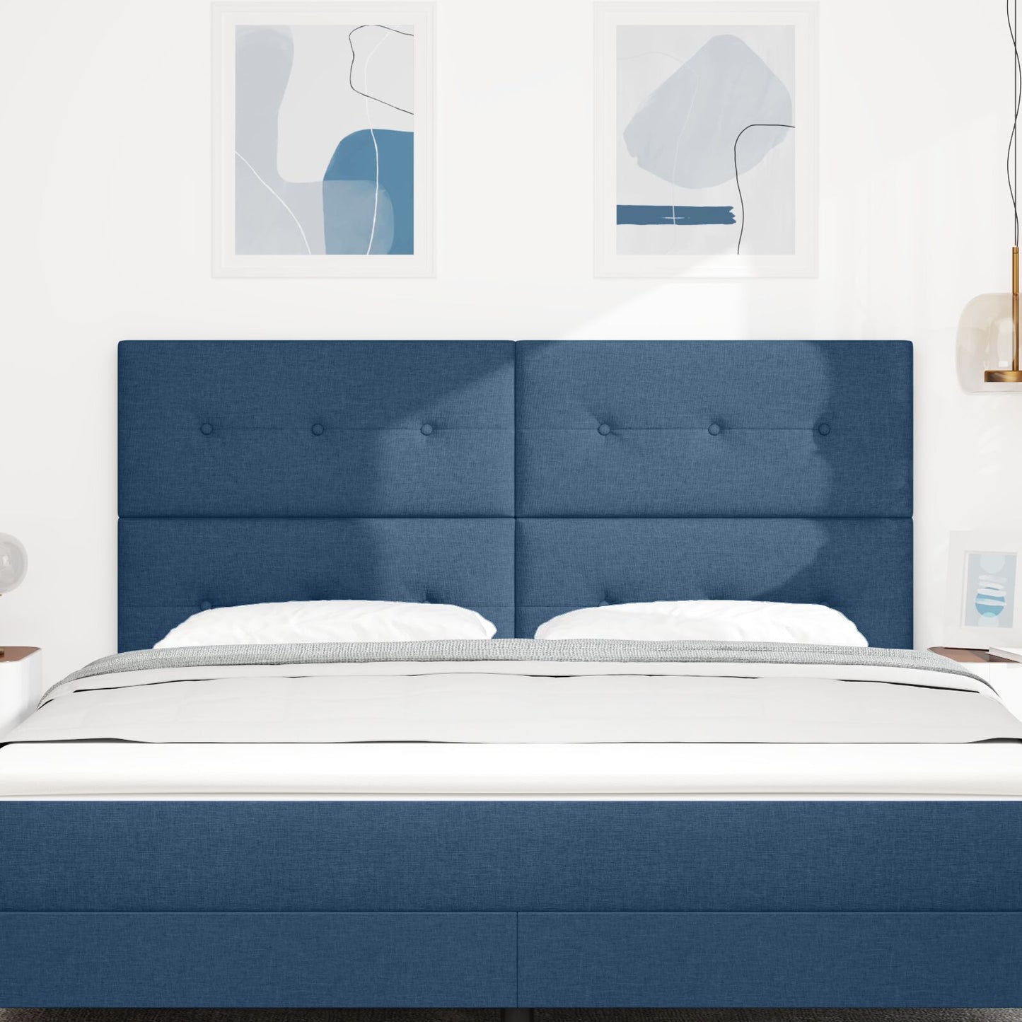 Testiera vidaXL Button Tufted Blu 180 cm Tessuto
