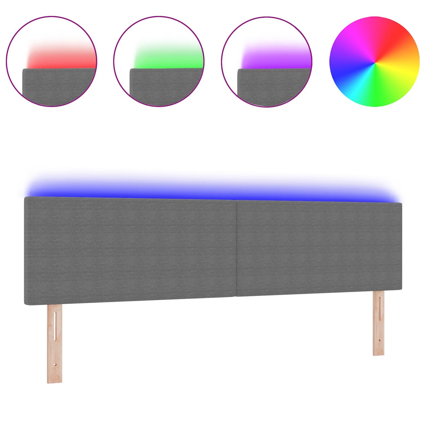Testata LED Semplice Grigia Chiara da 90 cm in Tessuto di Corduroy