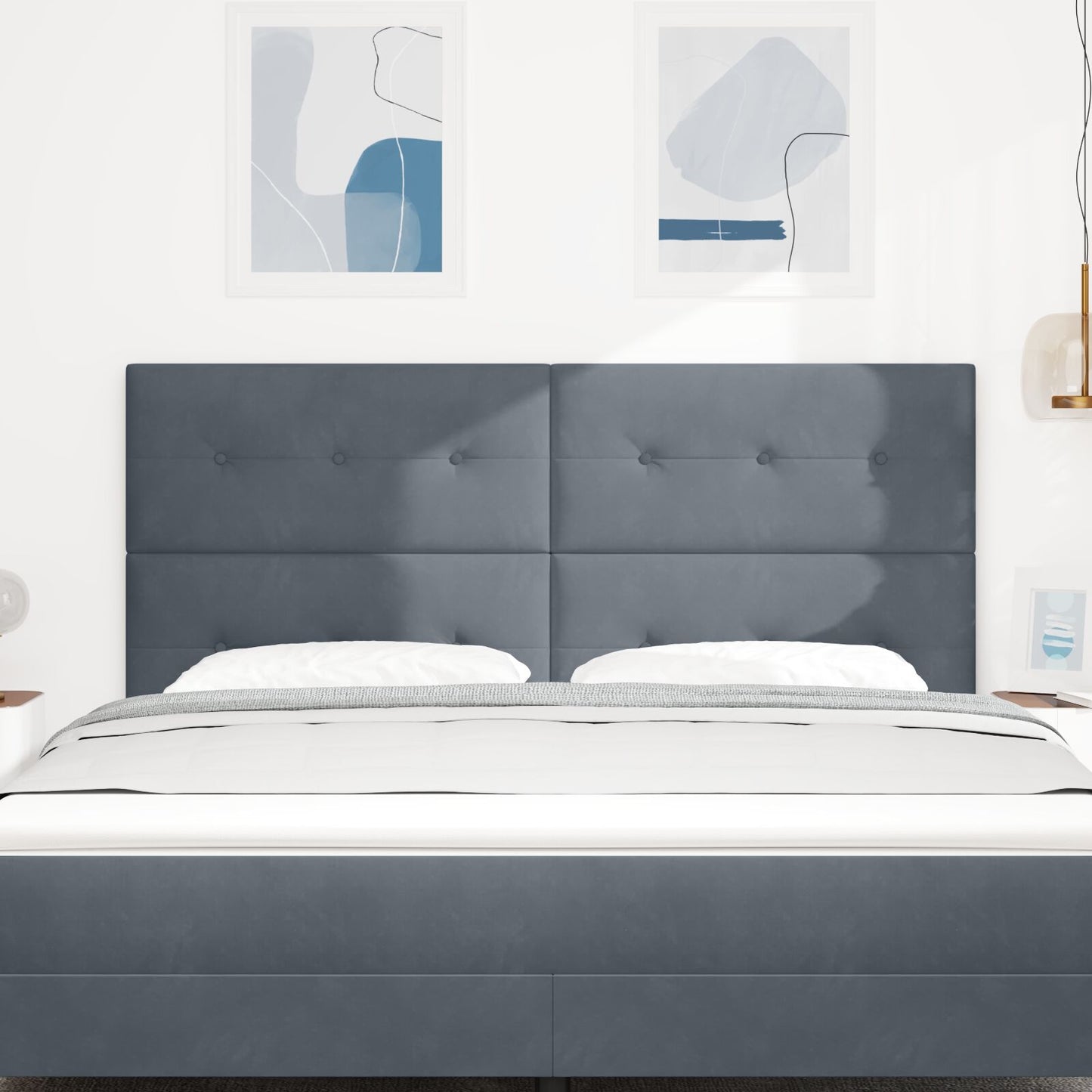 Testiera vidaXL Button Tufted Grigio Scuro 180 cm Velluto