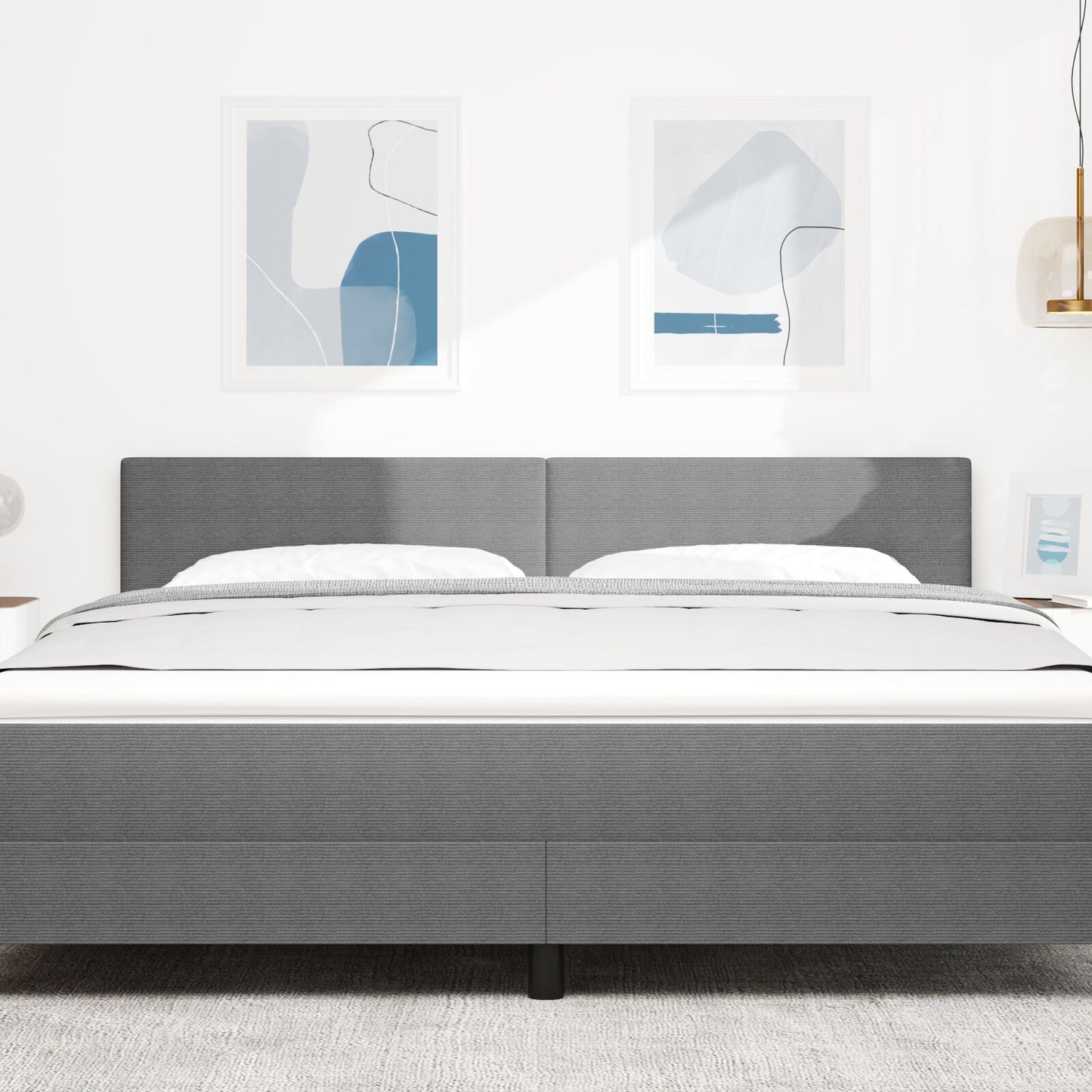 Testata LED Semplice Grigia Chiara da 90 cm in Tessuto di Corduroy