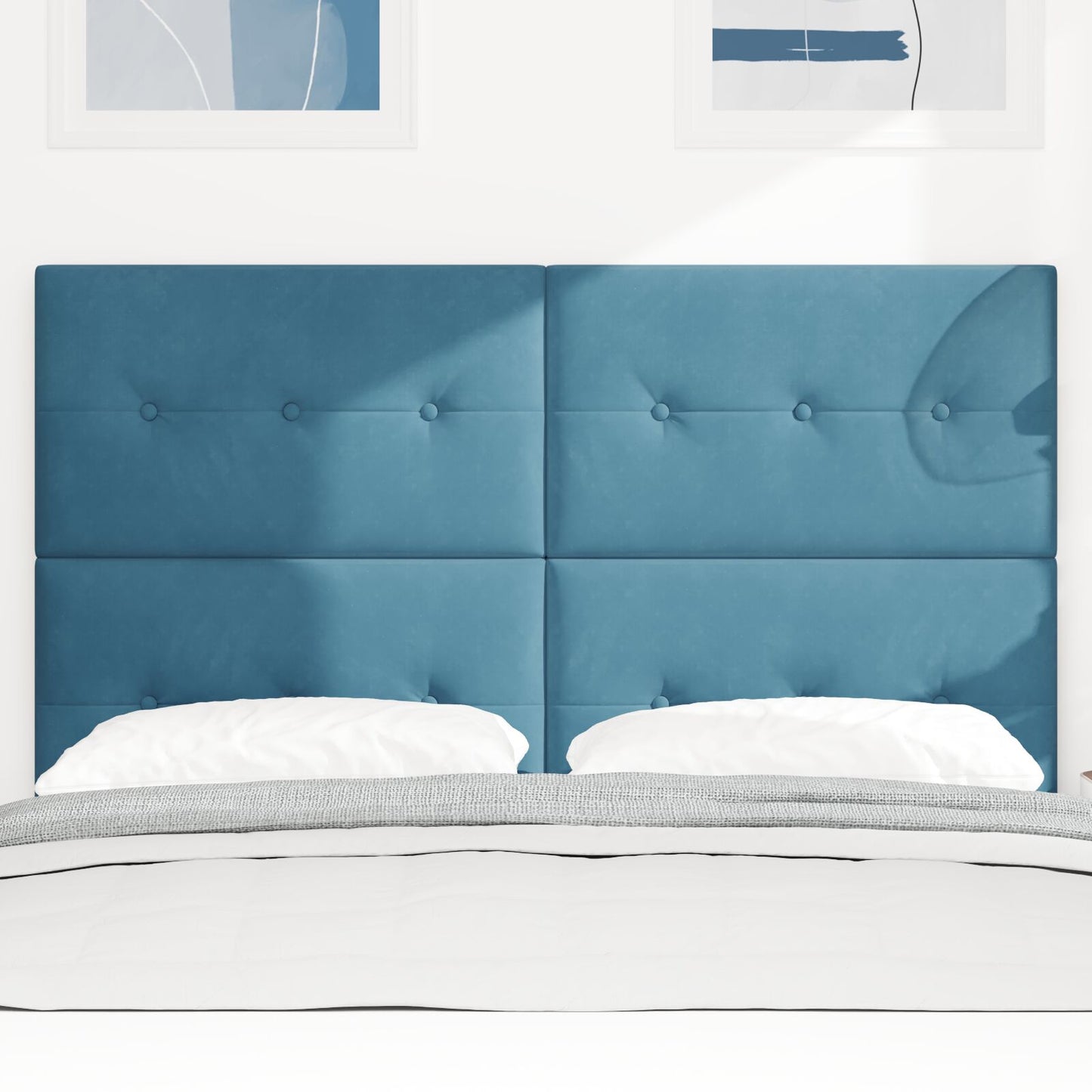 Testiera vidaXL Button Tufted Blu Scuro 160 cm in Velluto