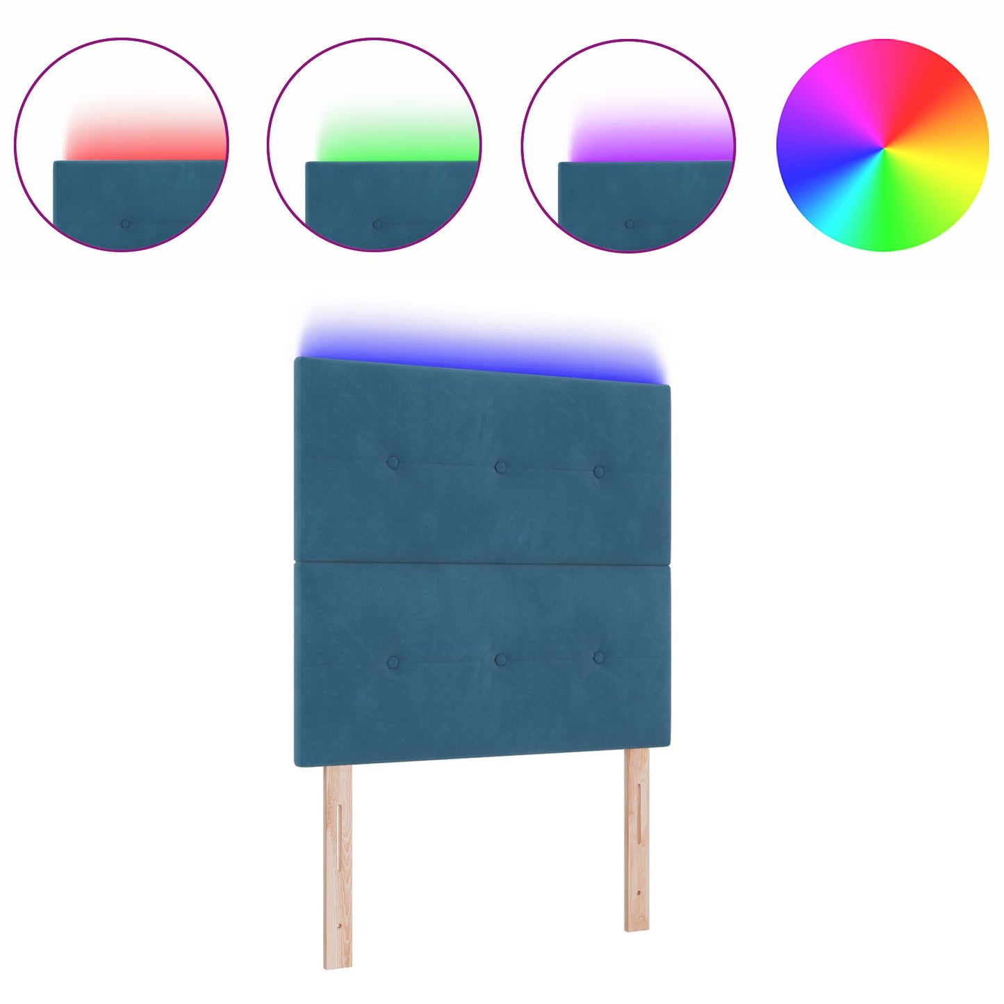Testata LED vidaXL Blu scuro 90 cm Velluto