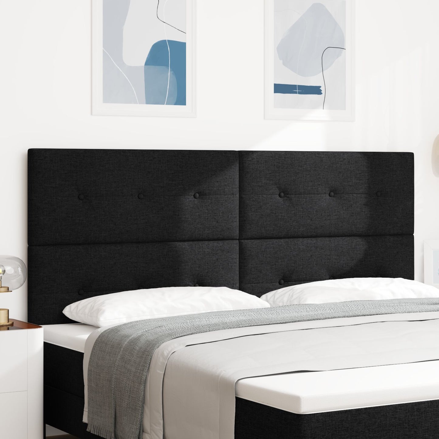 Testiera vidaXL Button Tufted Nera 200 cm Tessuto