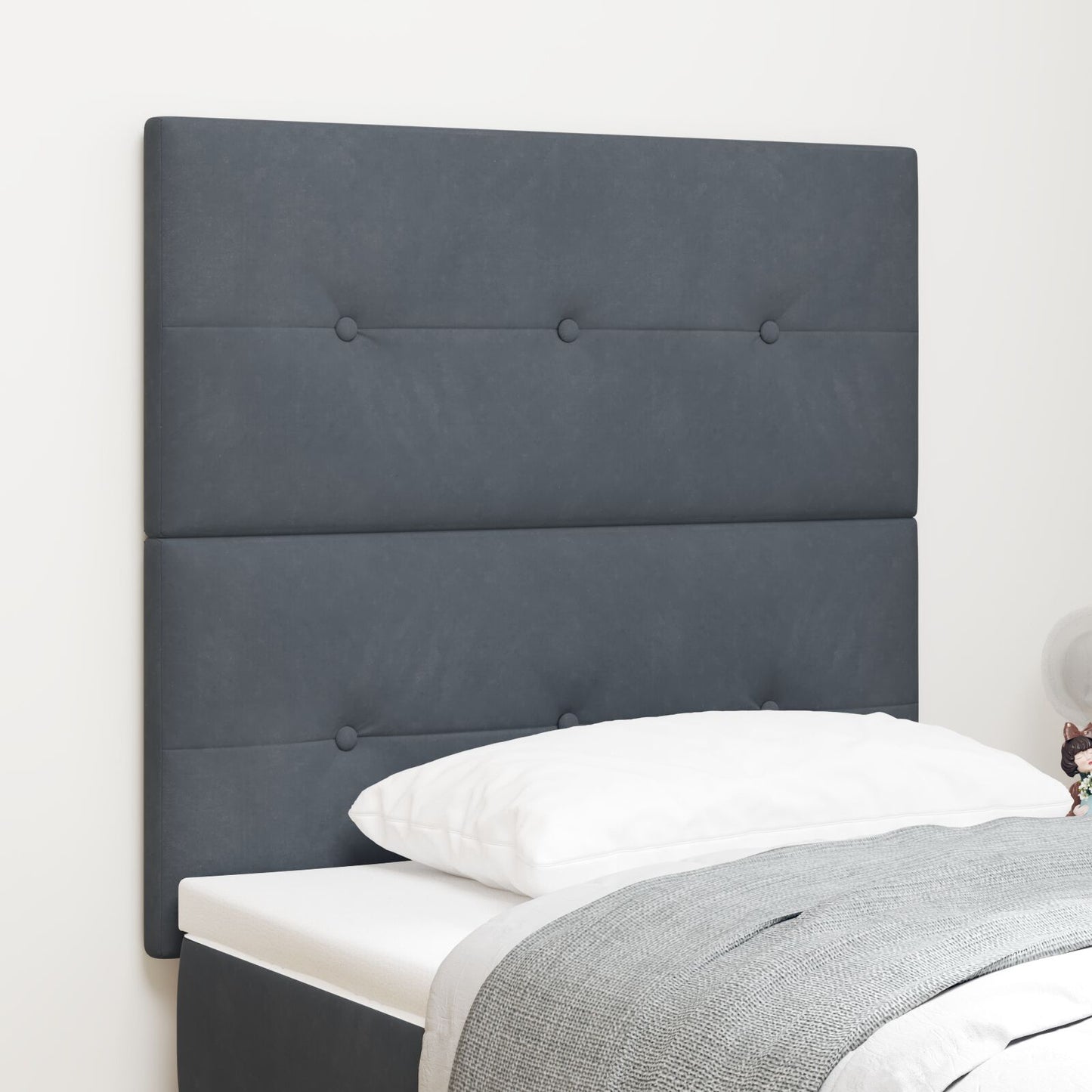 Testata LED vidaXL Grigia Scura 100 cm Velluto