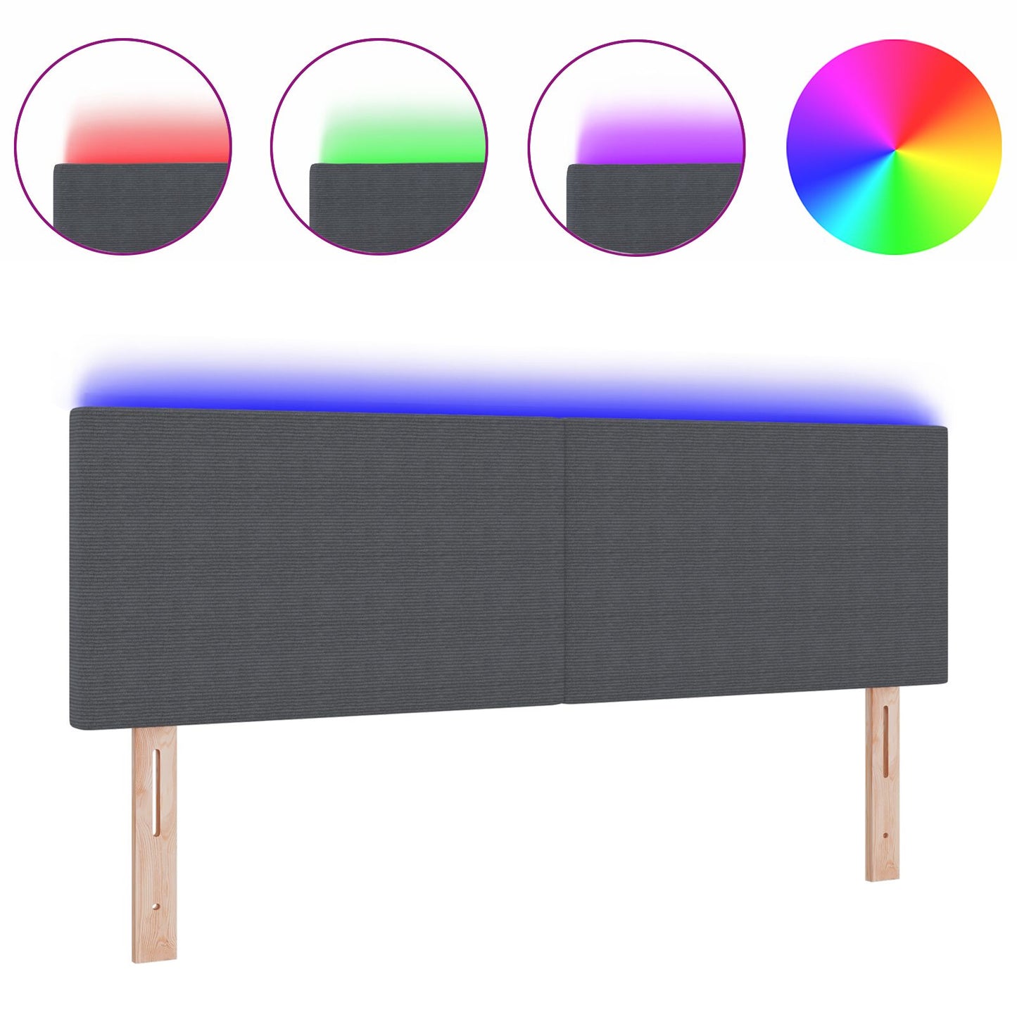 Testiera LED Design Semplice Grigio Scuro 80 cm Tessuto Corduroy di vidaXL