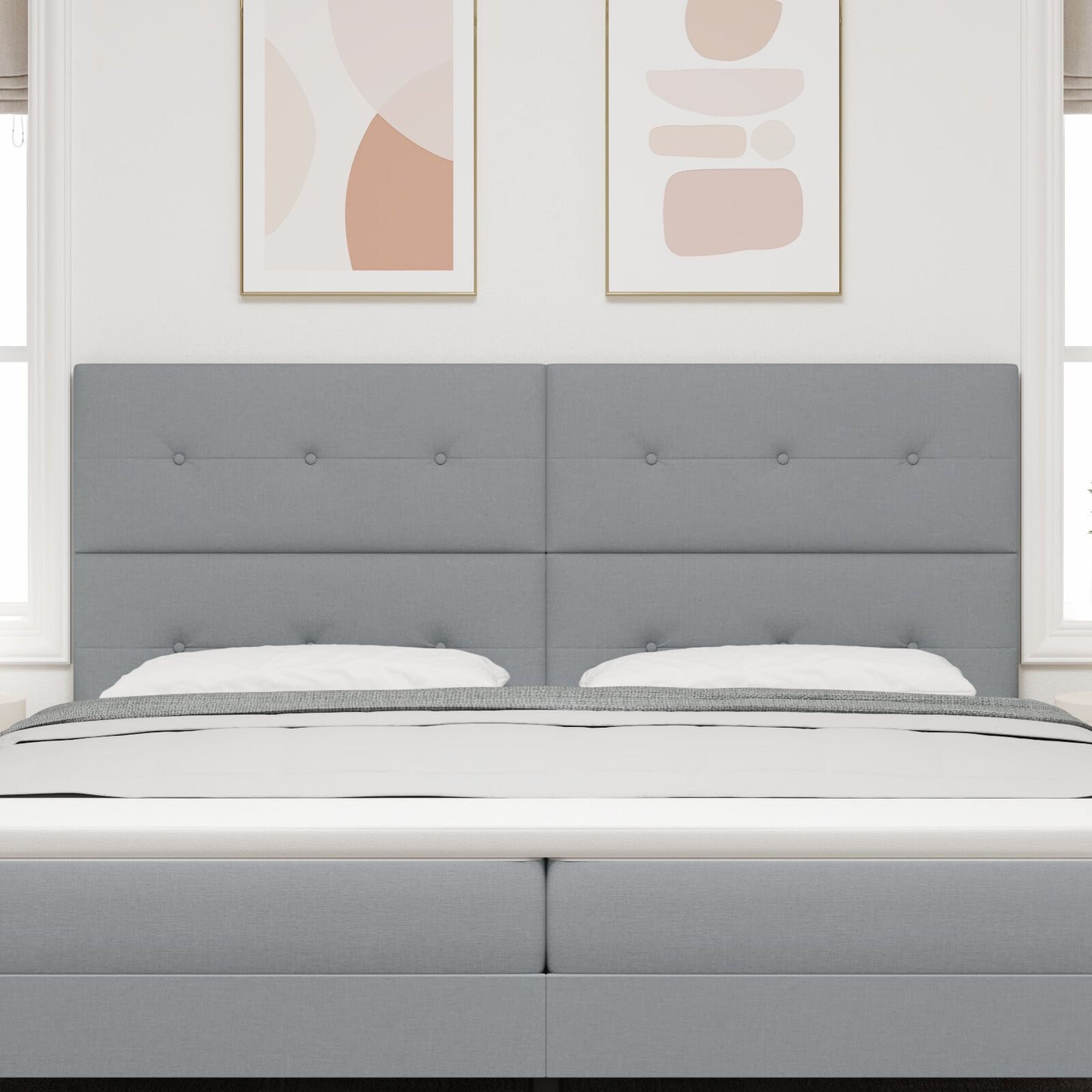 Testiera vidaXL Button Tufted Grigio chiaro 200 cm Tessuto