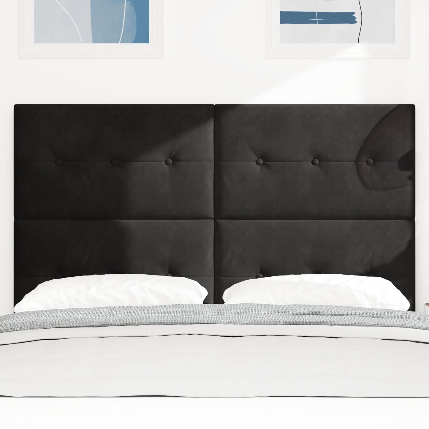 Testiera vidaXL Imbottita con Bottoni Nera 140 cm in Velluto