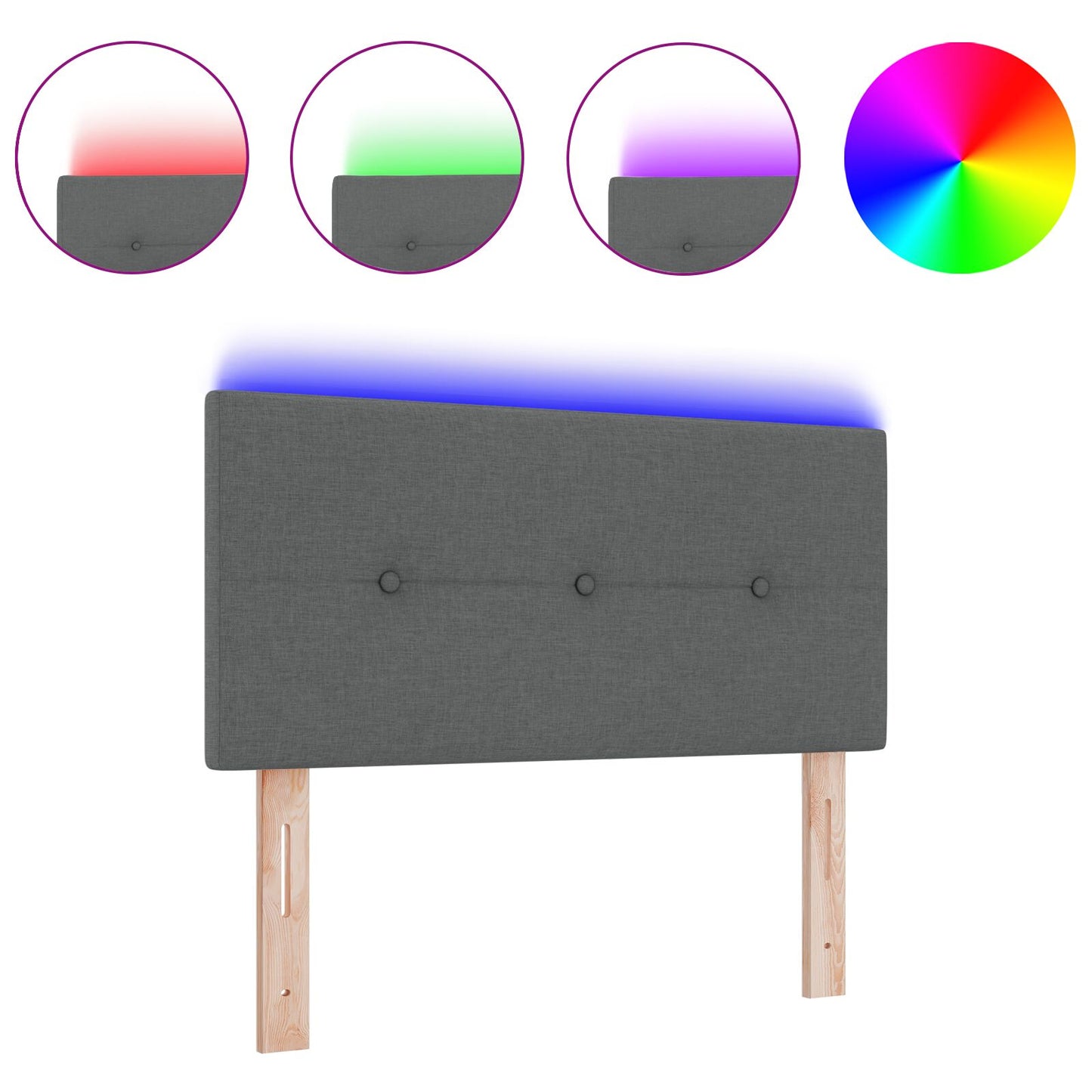 Testata LED vidaXL Con bottoni Grigia Scura 100 cm Tessuto