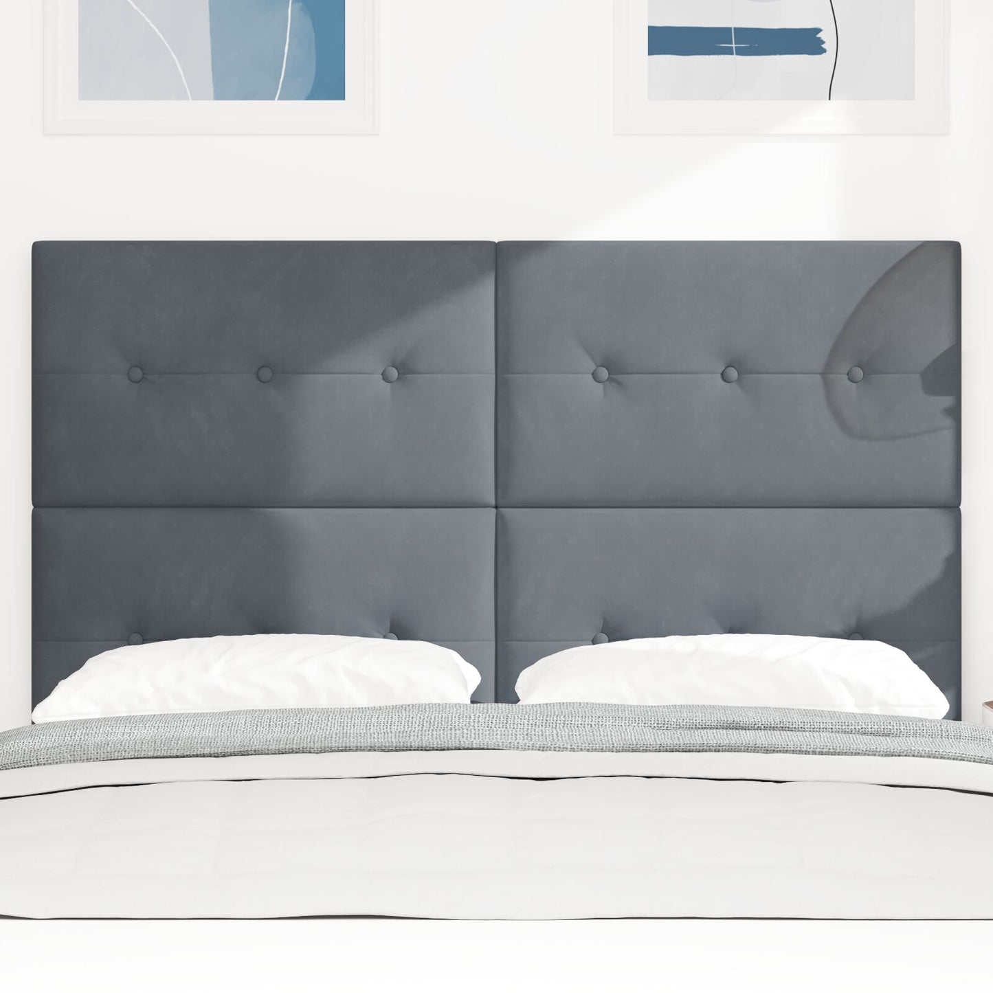 Testiera vidaXL con bottoni imbottiti grigio scuro 140 cm in velluto