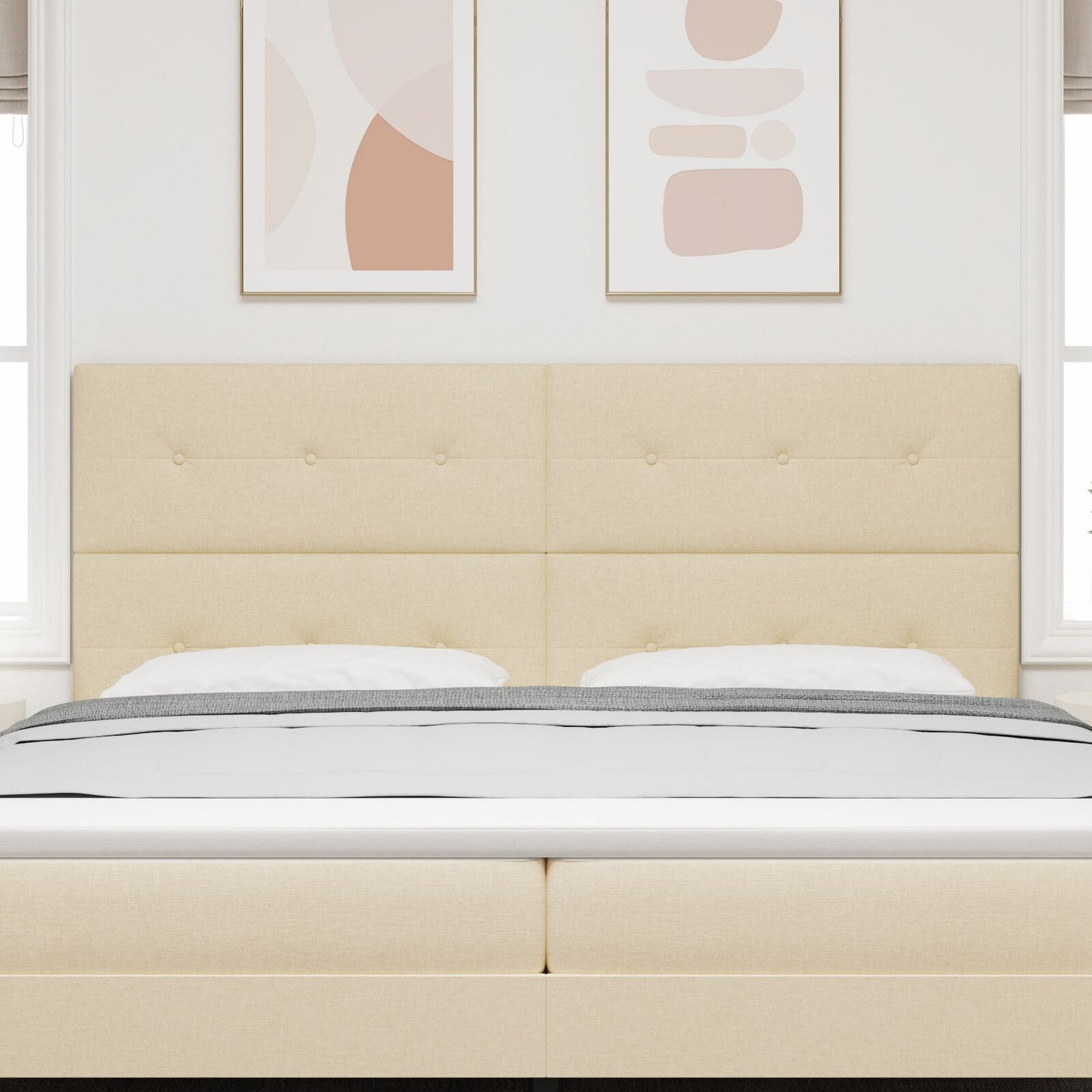 Testiera vidaXL Button Tufted Panna 200 cm Tessuto
