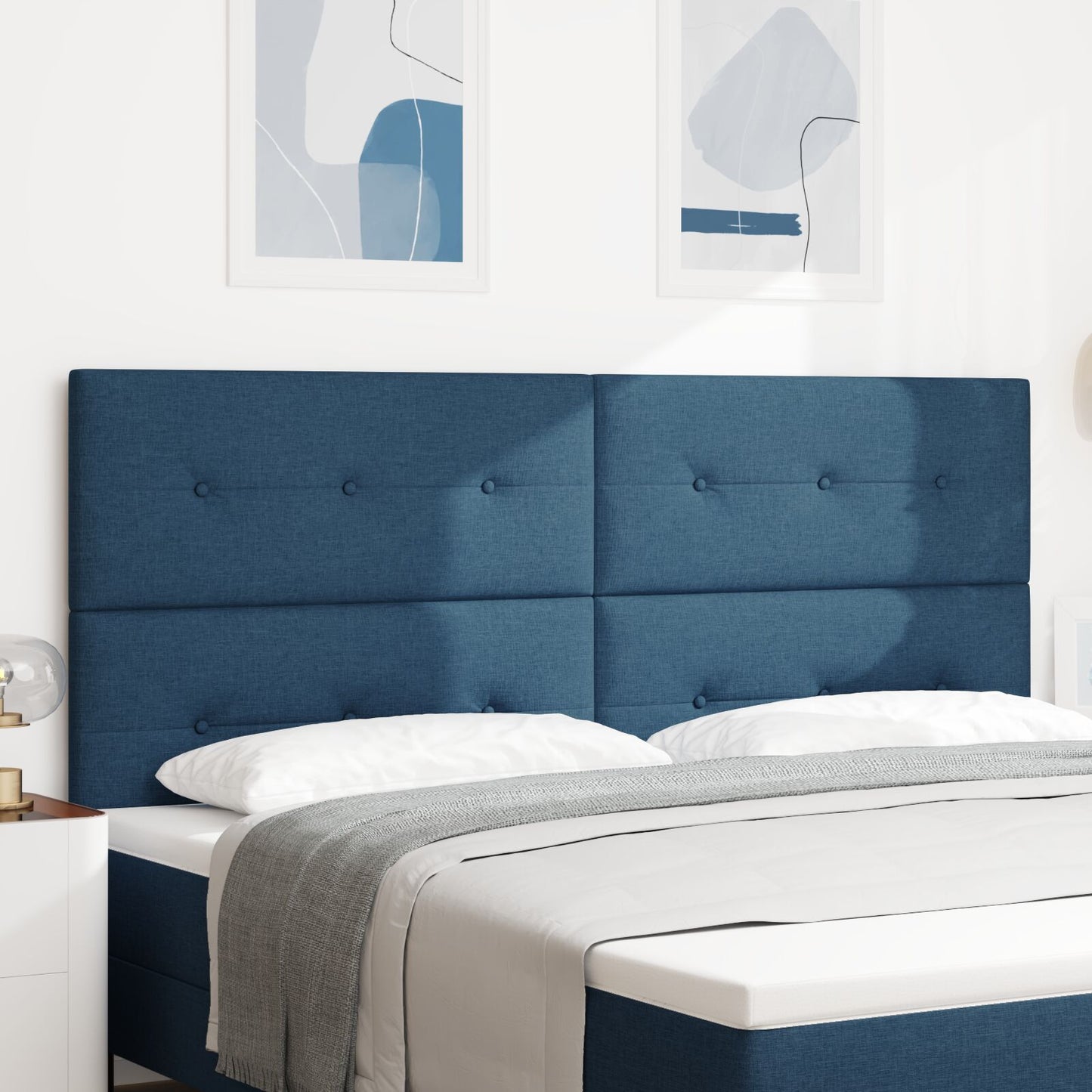Testiera vidaXL Button Tufted Blu 200 cm Tessuto