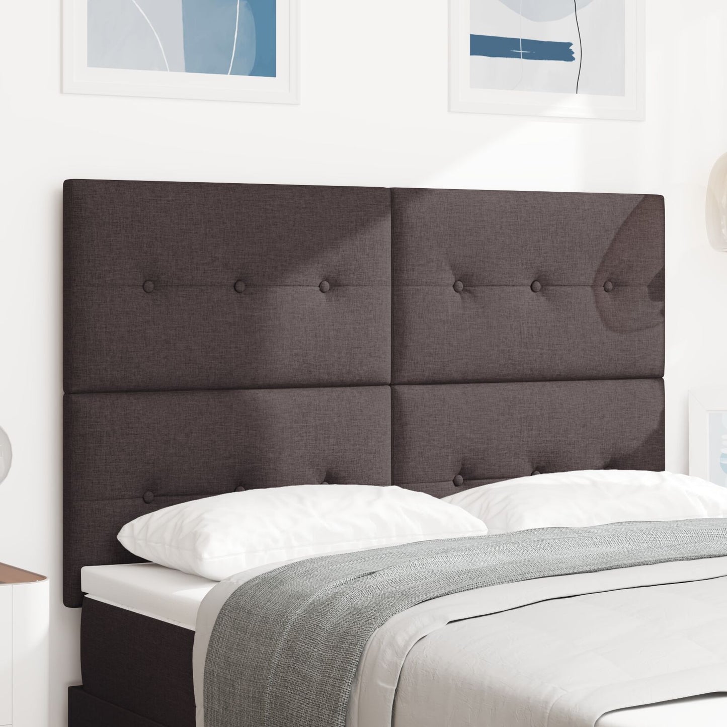 Testiera vidaXL imbottita con bottoni marrone scuro 160 cm in tessuto