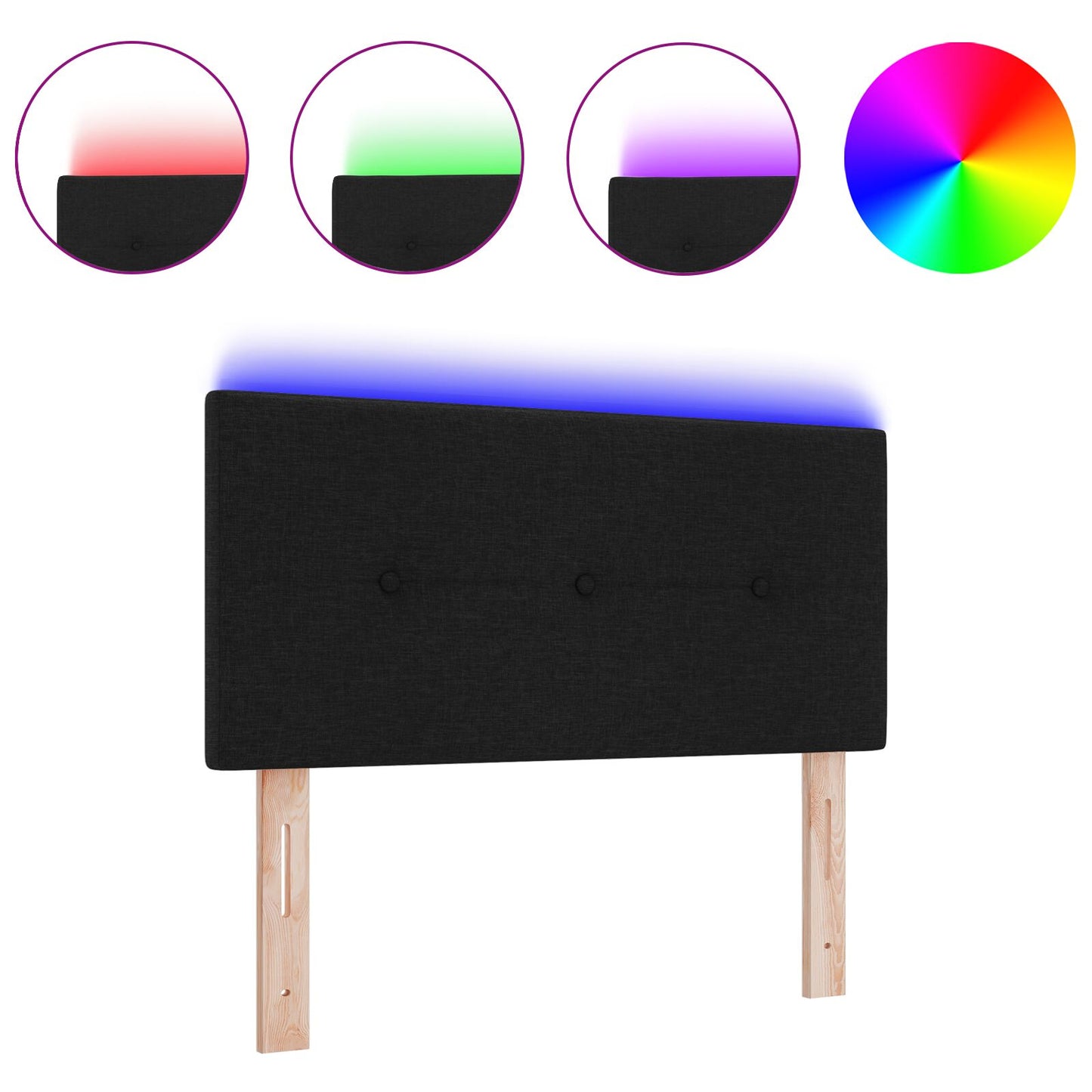 Testata LED vidaXL con bottoni imbottiti nera 90 cm in tessuto