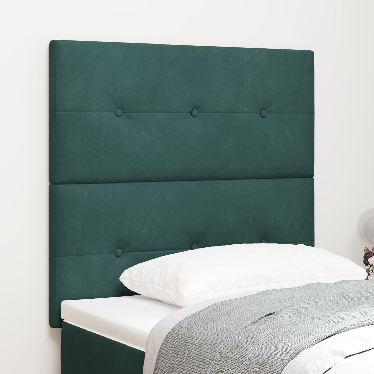 Testiera vidaXL con bottoni trapuntati Verde Scuro 90 cm in Velluto