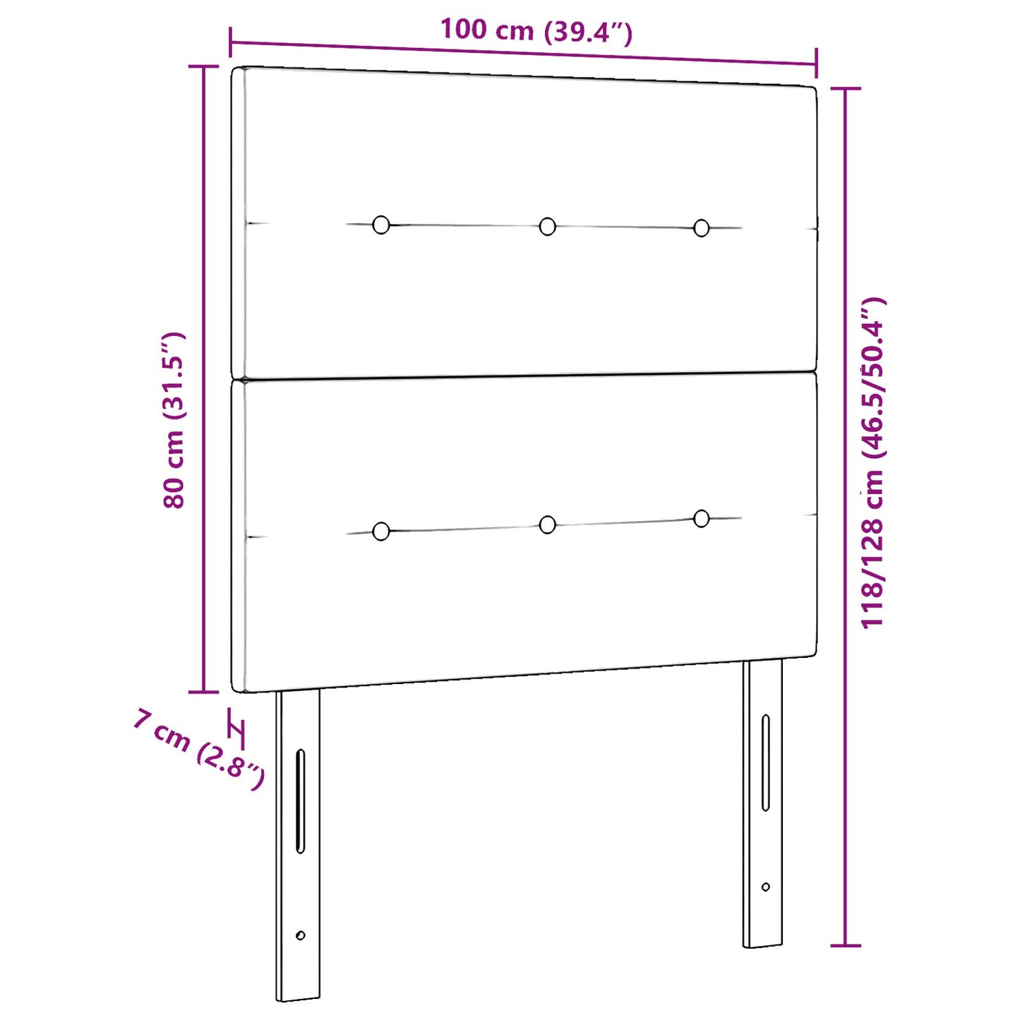 Testata LED vidaXL Grigia Scura 100 cm Velluto