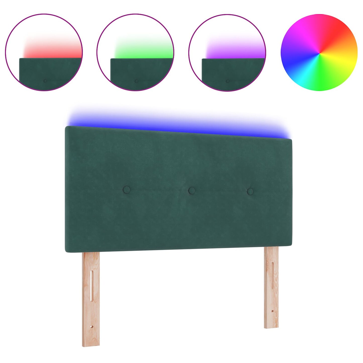 Testata LED vidaXL con bottoni imbottiti Verde Scuro 90 cm Velluto