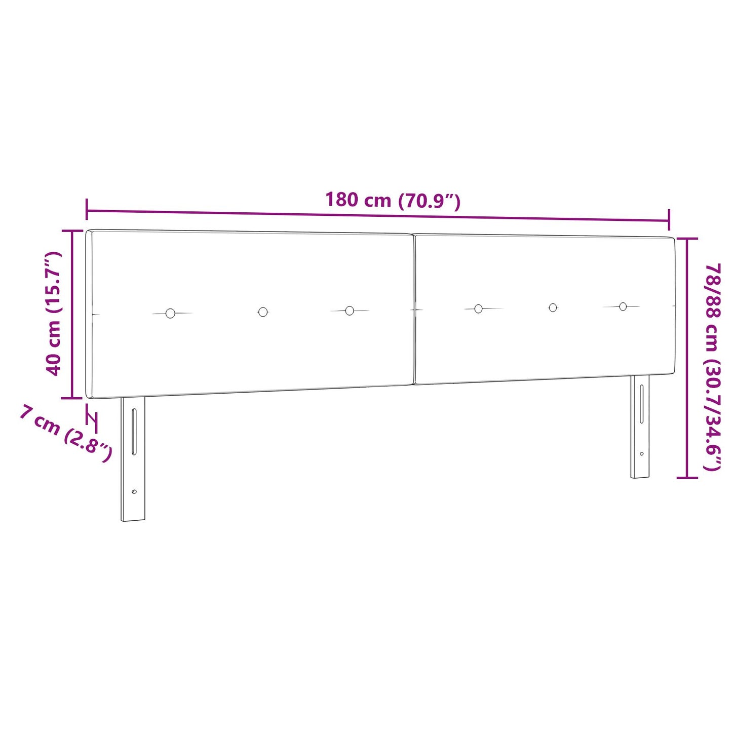 Testiera LED vidaXL con bottoni trapuntati nera 90 cm in velluto