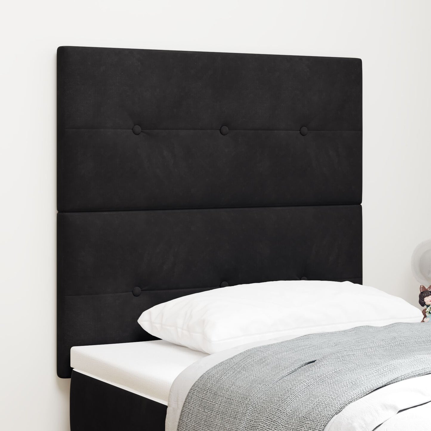 Testiera vidaXL con bottoni trapuntati nera 80 cm in velluto