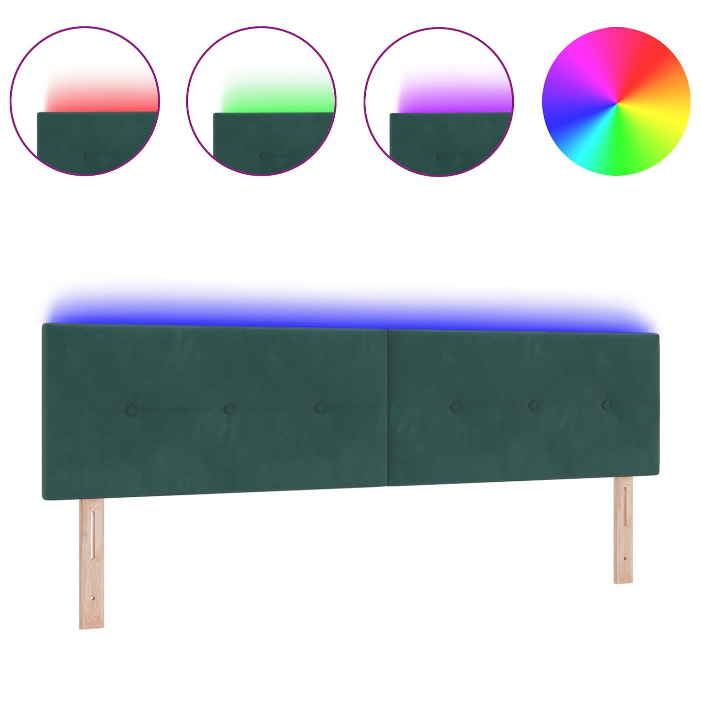 Testiera LED vidaXL Button Tufted Verde Scuro 90 cm in Velluto