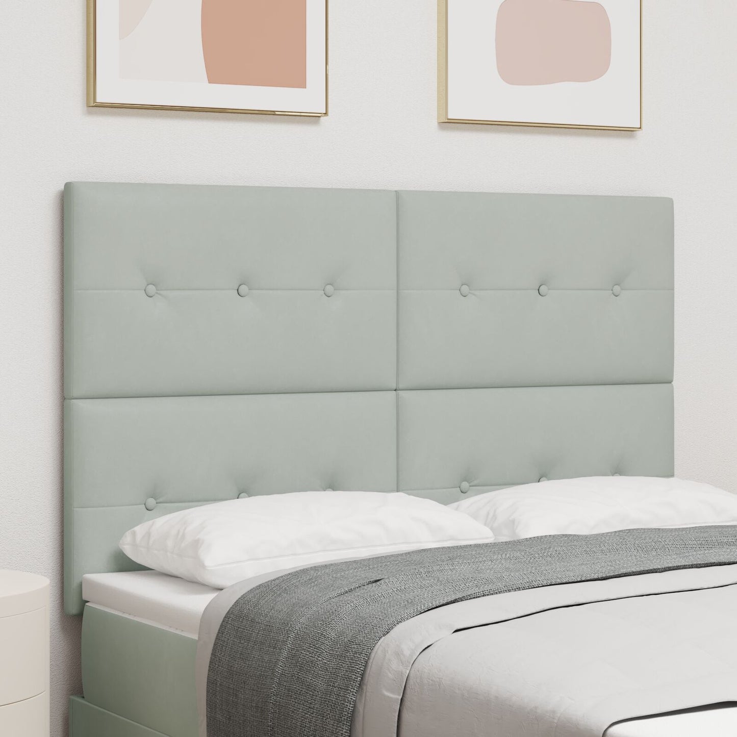 Testiera vidaXL Capitonnè Grigio Chiaro 140 cm Velluto