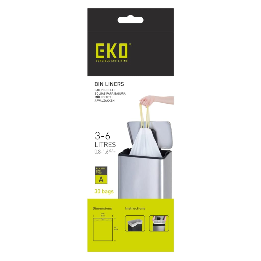 EKO Set Sacchetti della Spazzatura A 3-6 L 24x30 pz Bianchi - homemem39