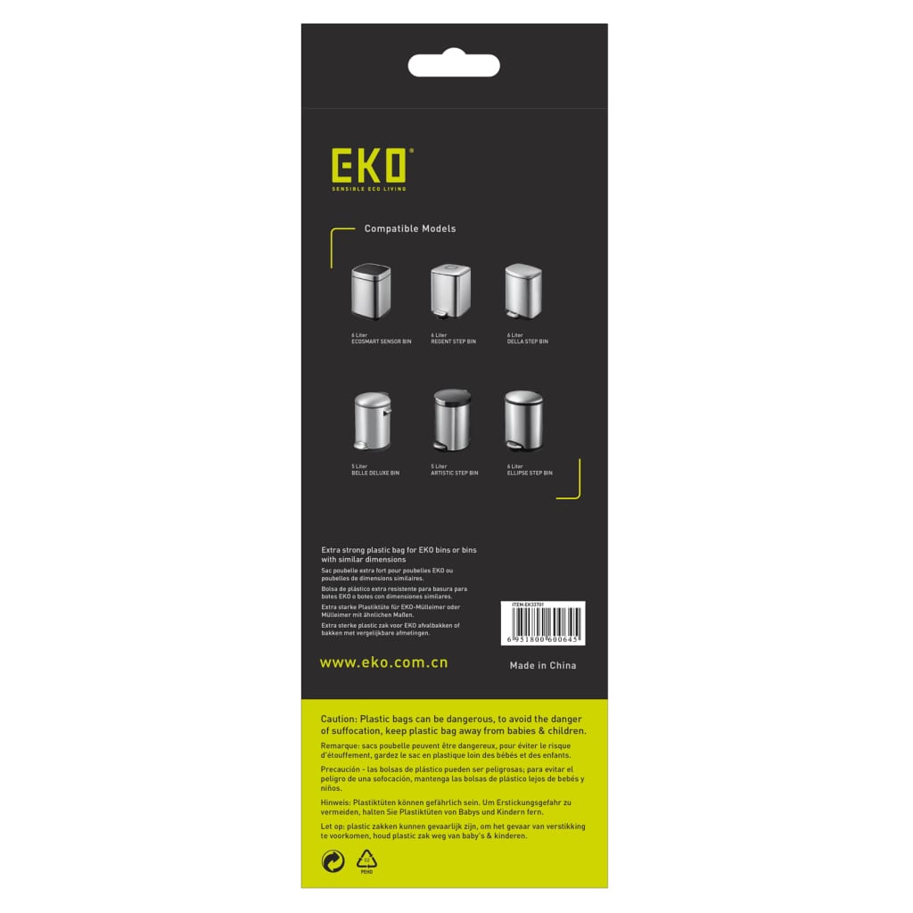 EKO Set Sacchetti della Spazzatura A 3-6 L 24x30 pz Bianchi - homemem39