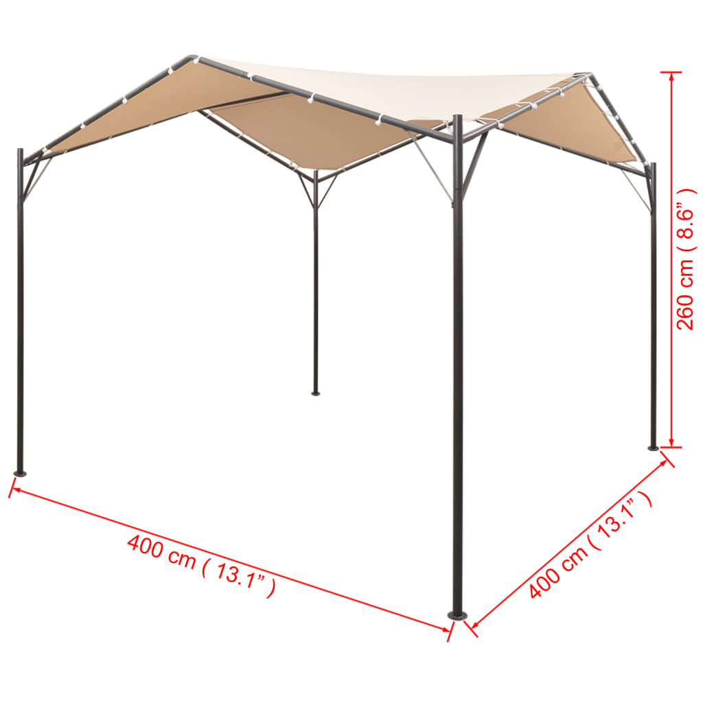 Gazebo Padiglione Tenda Tettoia 4x4 m in Acciaio Beige - homemem39