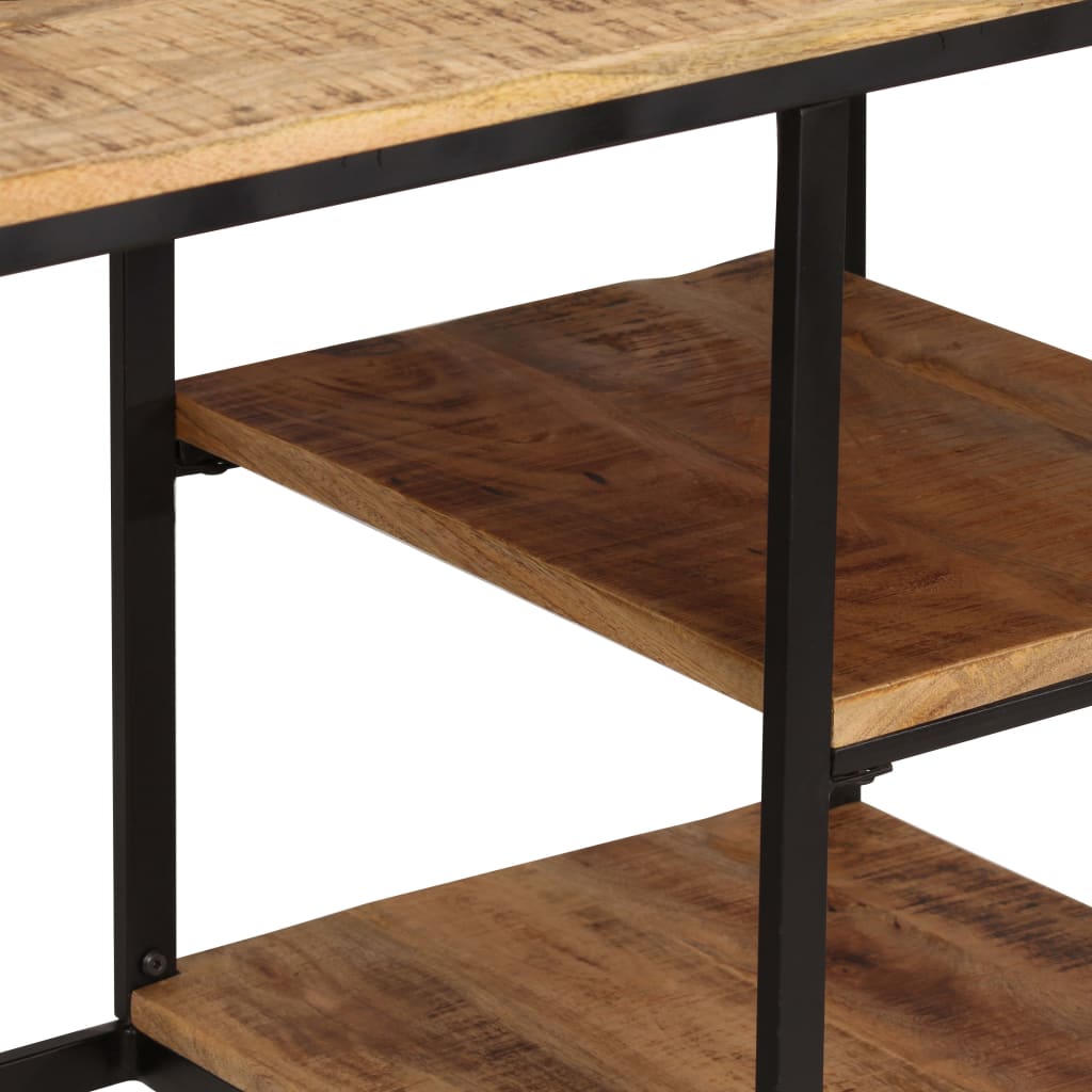 Scrivania con Sgabello Pieghevole in Legno di Mango 115x50x76cm - homemem39
