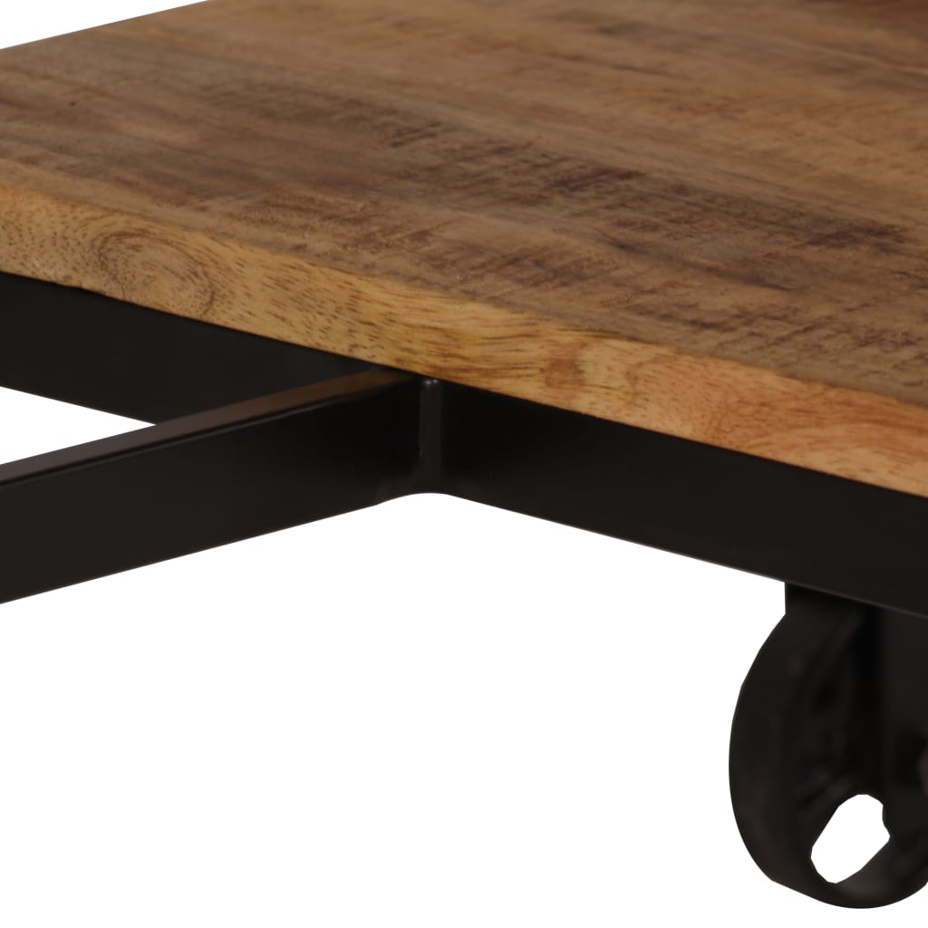 Scrivania con Sgabello Pieghevole in Legno di Mango 115x50x76cm - homemem39