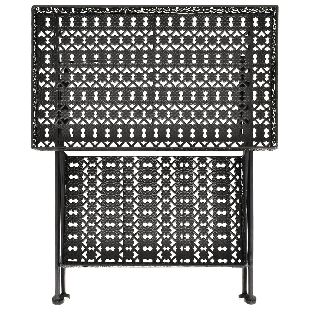 Tavolo da Tè Pieghevole Vintage Metallo 58x35x72 cm Nero - homemem39