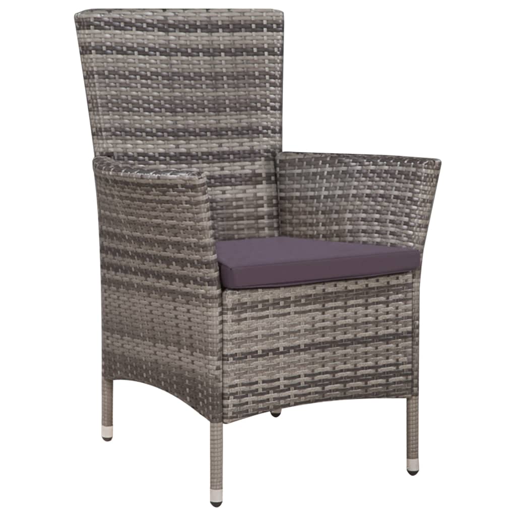Set da Pranzo da Giardino 9 pz con Cuscini in Polyrattan Grigio - homemem39