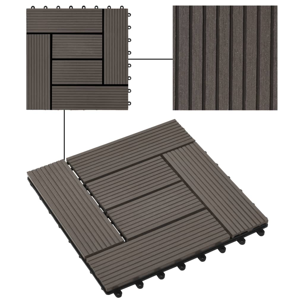 Piastrelle per Decking in WPC 11 pz 30x30cm 1mq Marrone Scuro - homemem39
