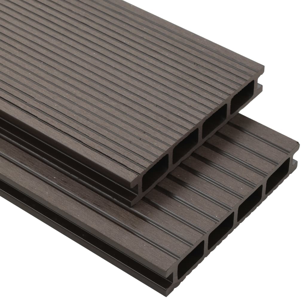 Pavimento Esterni in WPC Cavo Accessori 10m² 2,2m Marrone Scuro - homemem39