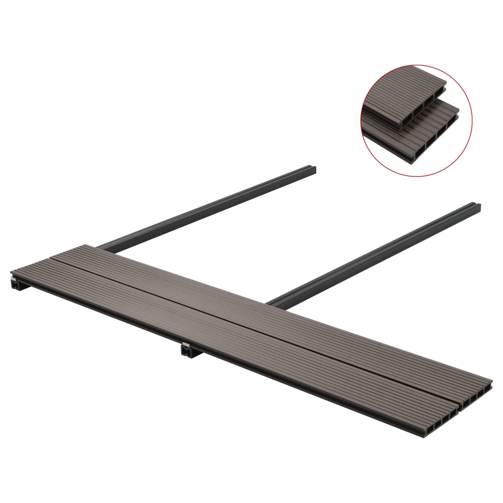 Pavimento Esterni in WPC Cavo Accessori 36m² 2,2m Marrone Scuro - homemem39