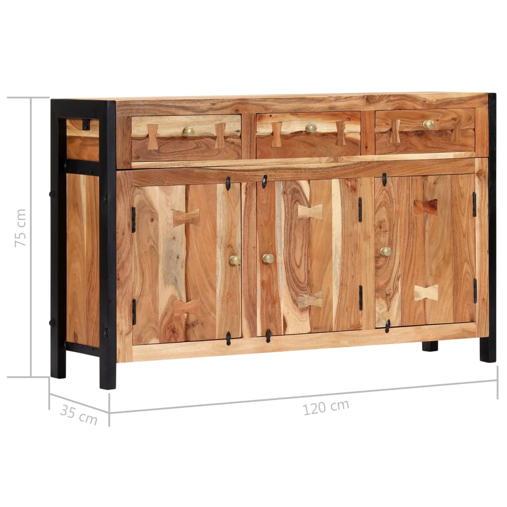Credenza 120x35x75 cm in Legno Massello di Acacia - homemem39