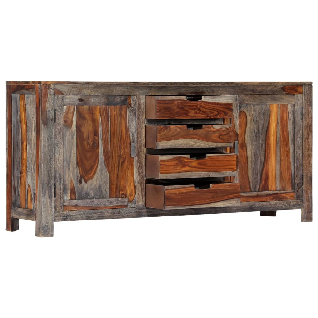 Credenza Grigia 160x40x75 cm Legno Massello di Sheesham - homemem39