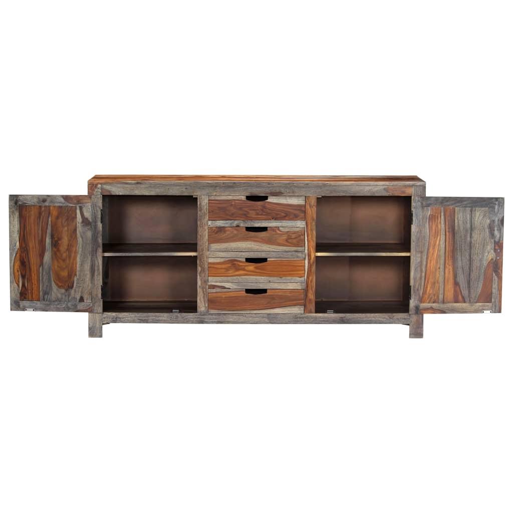 Credenza Grigia 160x40x75 cm Legno Massello di Sheesham - homemem39