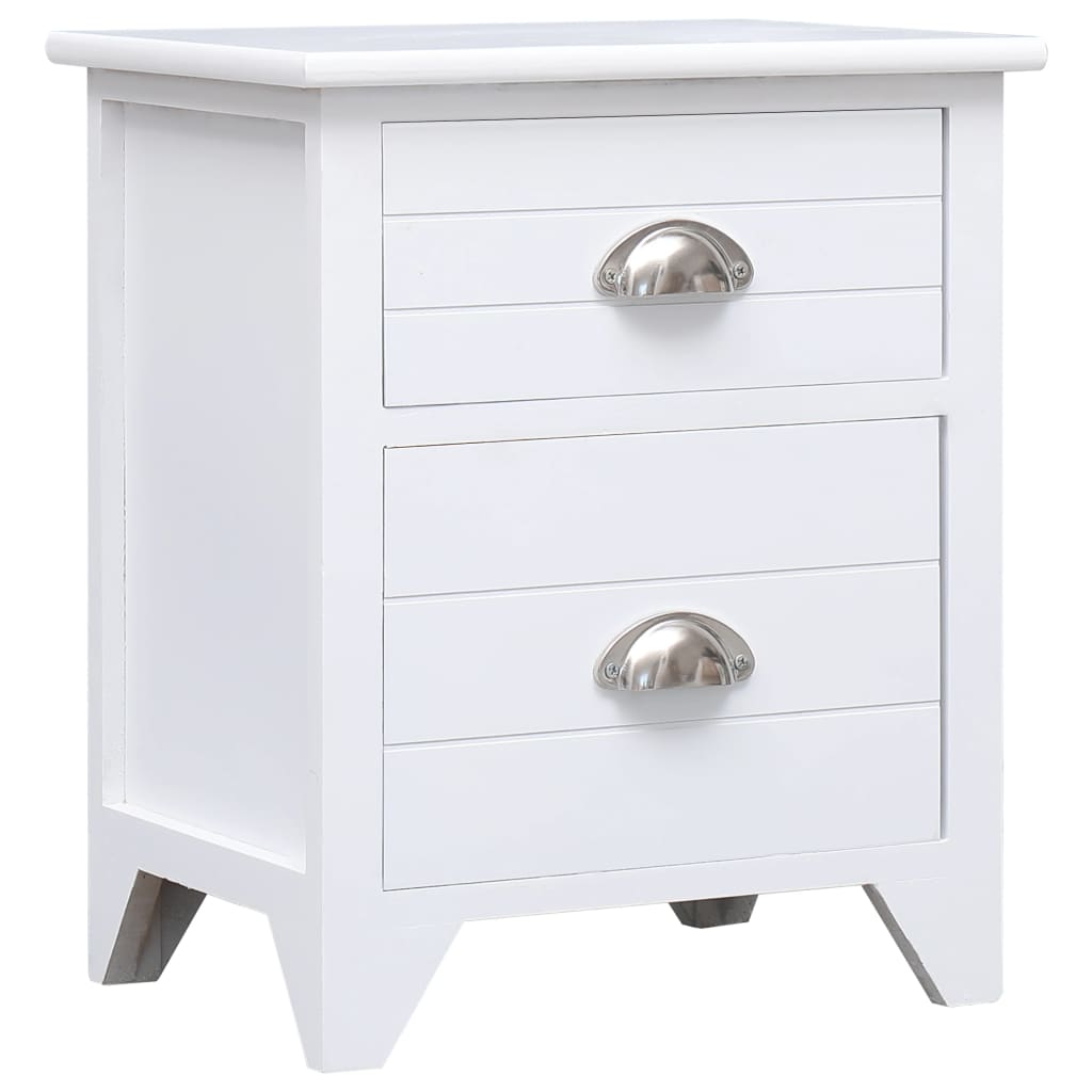 Comodino Bianco 38x28x45 cm in Legno di Paulownia - homemem39