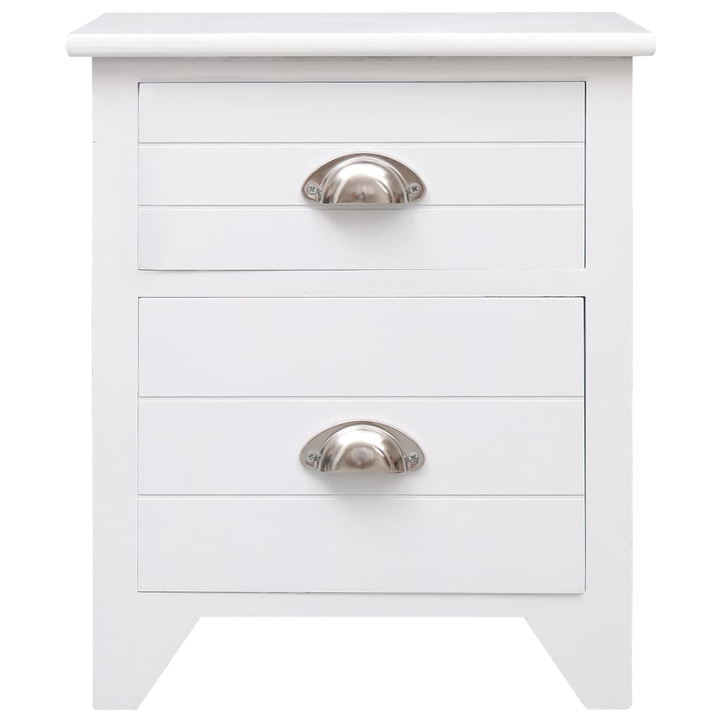 Comodino Bianco 38x28x45 cm in Legno di Paulownia - homemem39