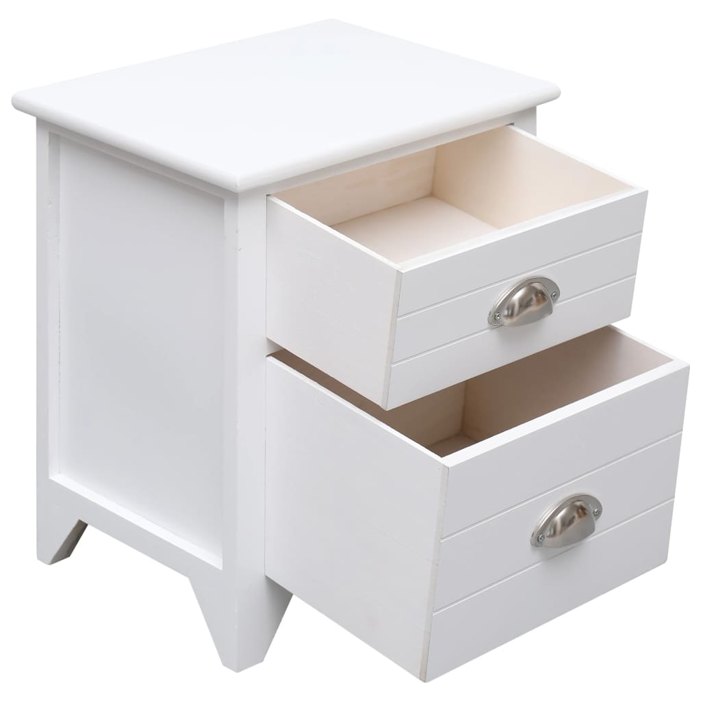 Comodino Bianco 38x28x45 cm in Legno di Paulownia - homemem39
