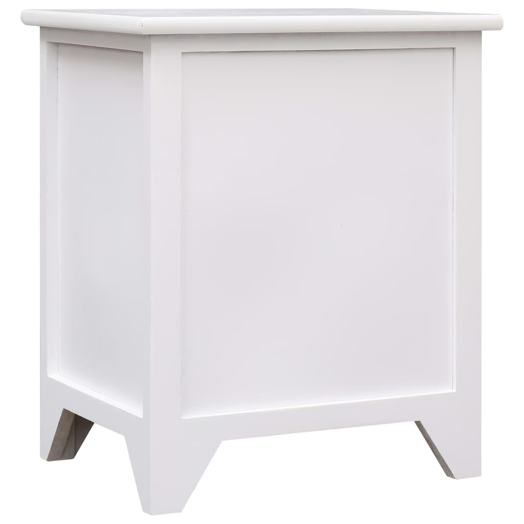 Comodino Bianco 38x28x45 cm in Legno di Paulownia - homemem39