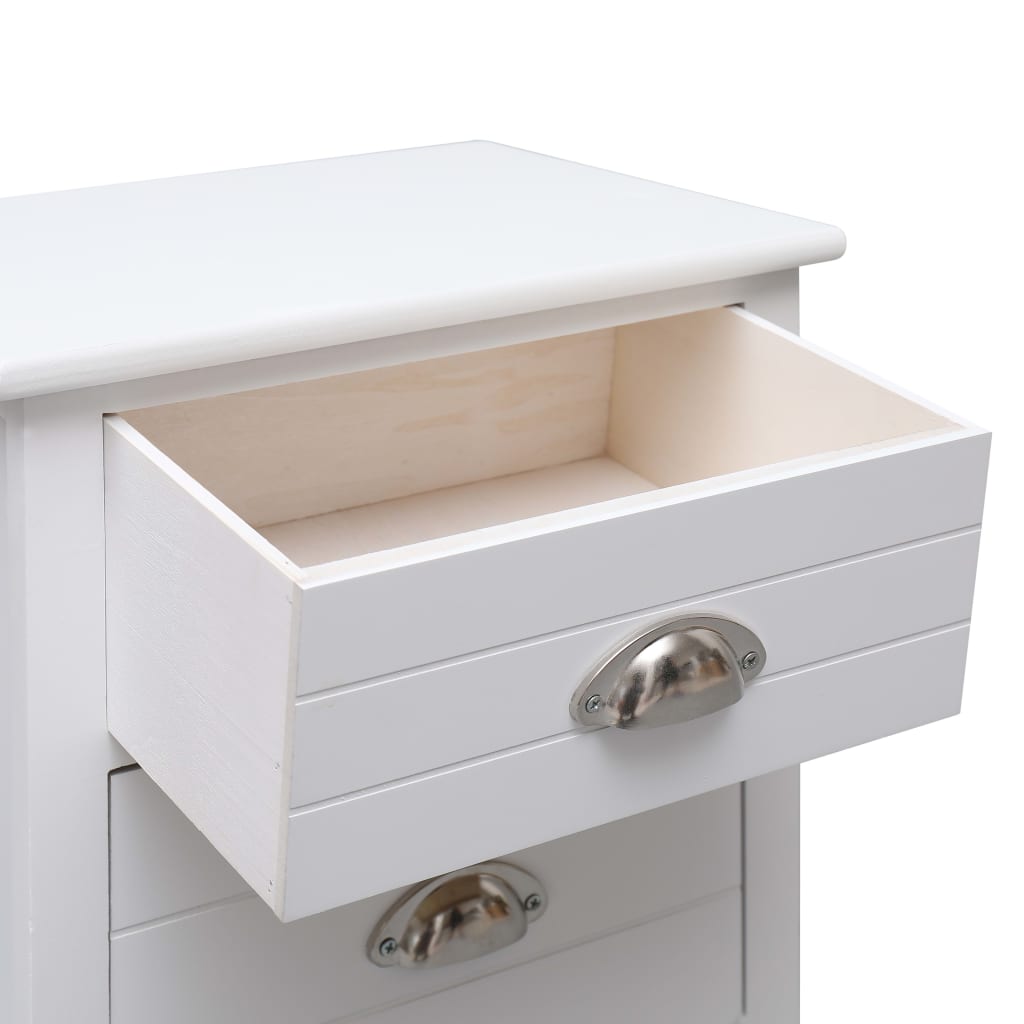 Comodino Bianco 38x28x45 cm in Legno di Paulownia - homemem39