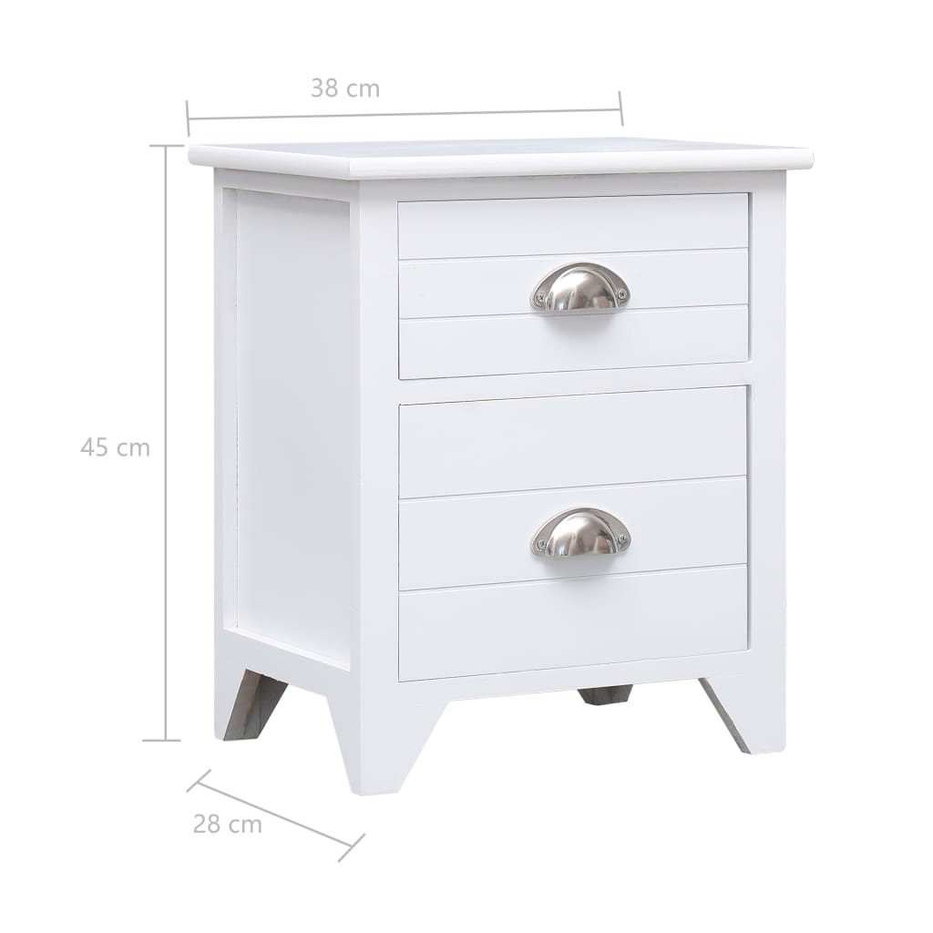 Comodino Bianco 38x28x45 cm in Legno di Paulownia - homemem39